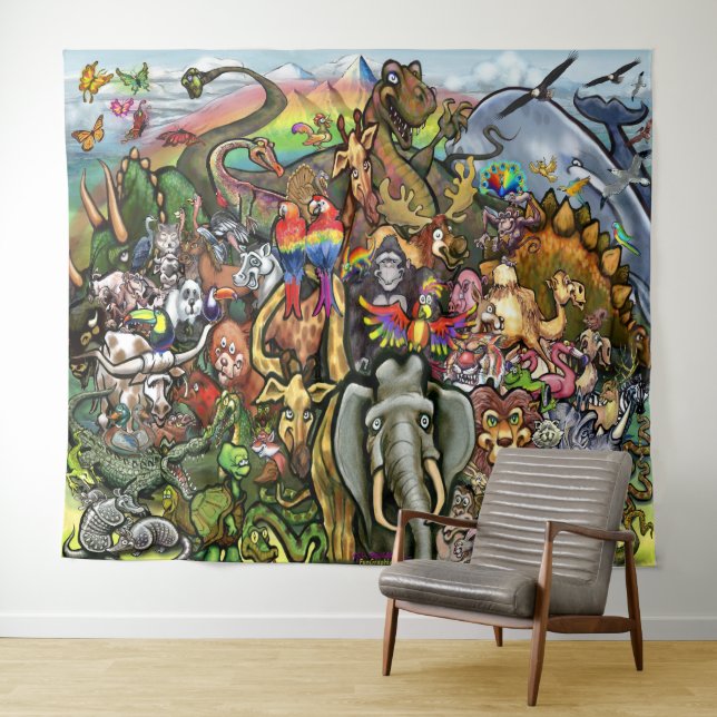 Animals of Land and Sky Tapestry (In Situ (Horizontal))