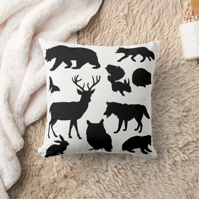 Animals Of The Forest, Wildlife Throw Pillow (Blanket)