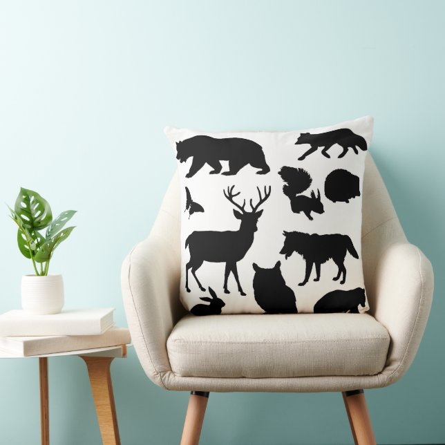 Animals Of The Forest, Wildlife Throw Pillow (Chair)
