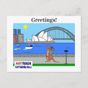 Animals of the World, Australia: Kangaroo & Koala Holiday Postcard