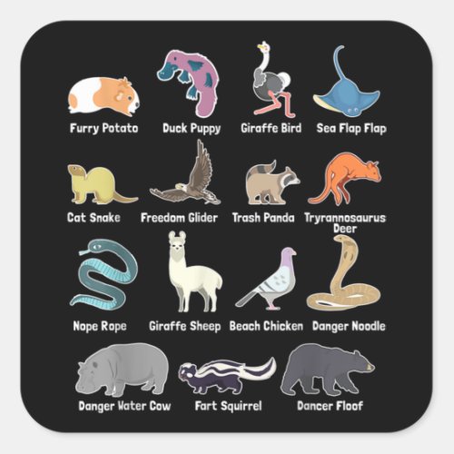 Animals Of The World _ Rare Exotic Animals Funny M Square Sticker