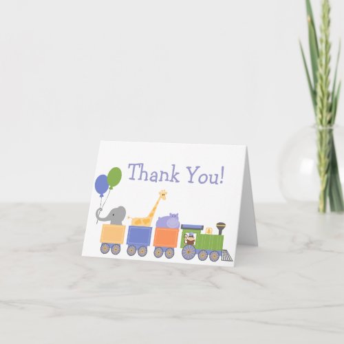 Animals On A Train Birthday Thank You Cards