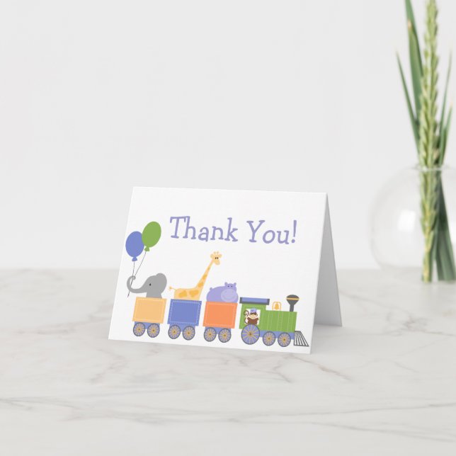 Animals On A Train Birthday Thank You Cards (Front)
