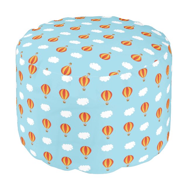 Animals on hot air balloon pouf (Angled Front)