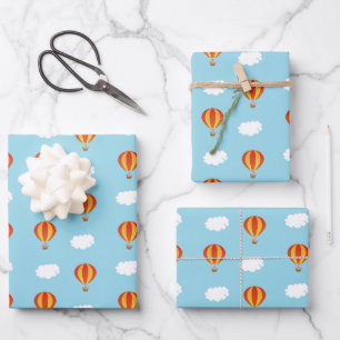 Animals on hot air balloon wrapping paper sheets