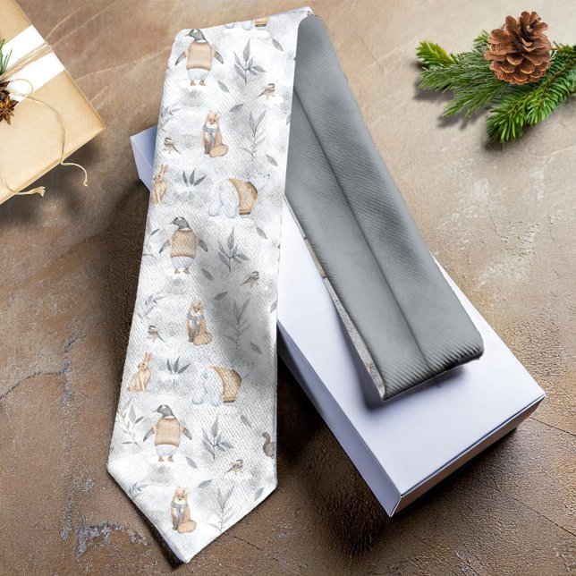 Animals on Ice Christmas Tan ID987 Neck Tie (Creator Uploaded)