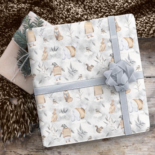 Animals on Ice Christmas Tan ID987 Wrapping Paper