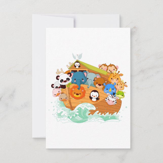 Animals On Noahs Art Invitations (Front)