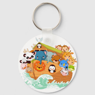 Animals On Noahs Art Keychain