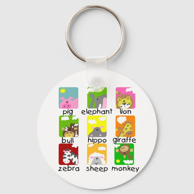 Animals on Parade Tshirts and Gifts Keychain (Front)