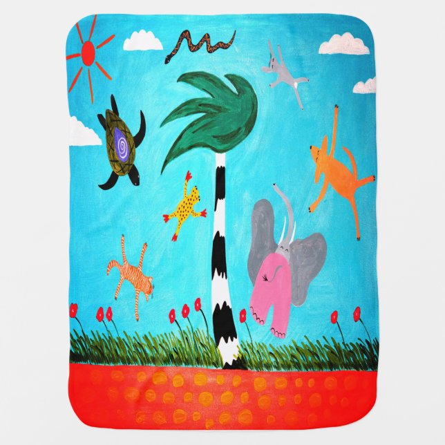 Animals On The Wind Baby Blanket (Front)