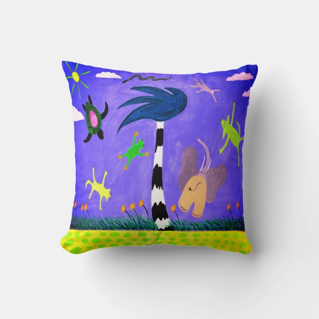 Animals On The Wind Throw Pillow (Front)