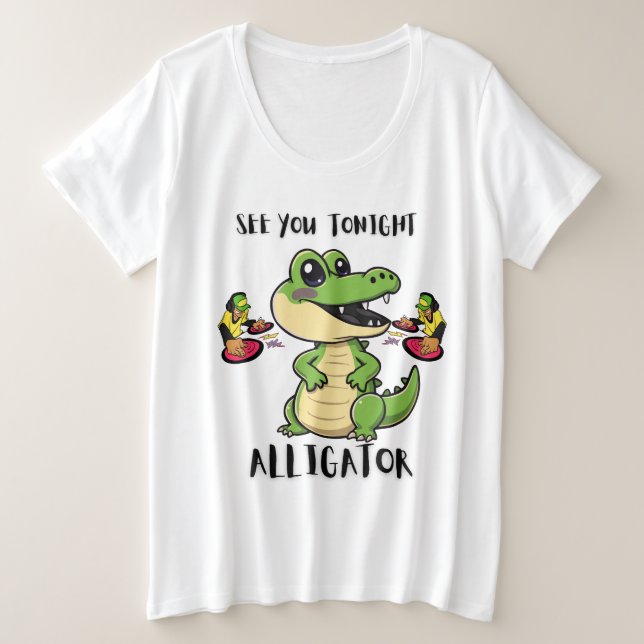 Animals Party Alligator Plus Size T-Shirt (Design Front)