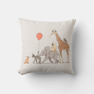 Animals party cute nursery art birthday dog throw pillow
