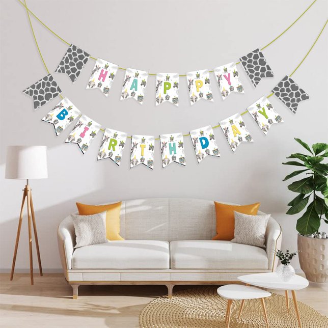 Animals Party  | Wild Animal Birthday Bunting Flags (Animals Party Bunting Flags )