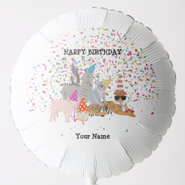 Animals Partying - Animals at Birthday Party Balloon (Front)