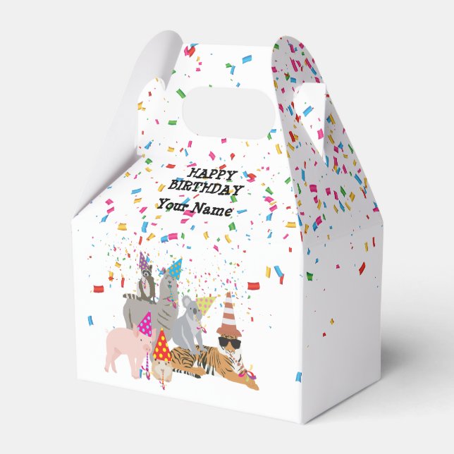 Animals Partying - Animals at Birthday Party  Favor Boxes (Front Side)