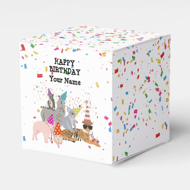 Animals Partying - Animals at Birthday Party  Favor Boxes (Front Side)