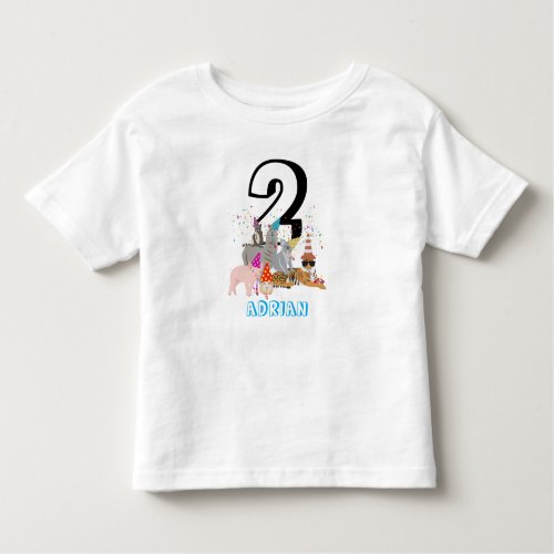 Animals Partying _ Animals Birthday Age Boy Girl Toddler T_shirt