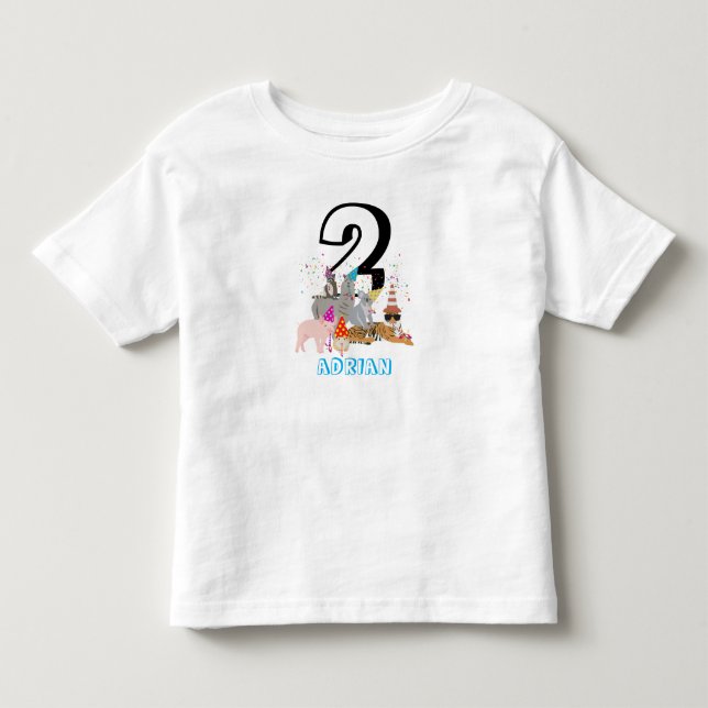 Animals Partying - Animals Birthday Age Boy Girl Toddler T-shirt (Front)