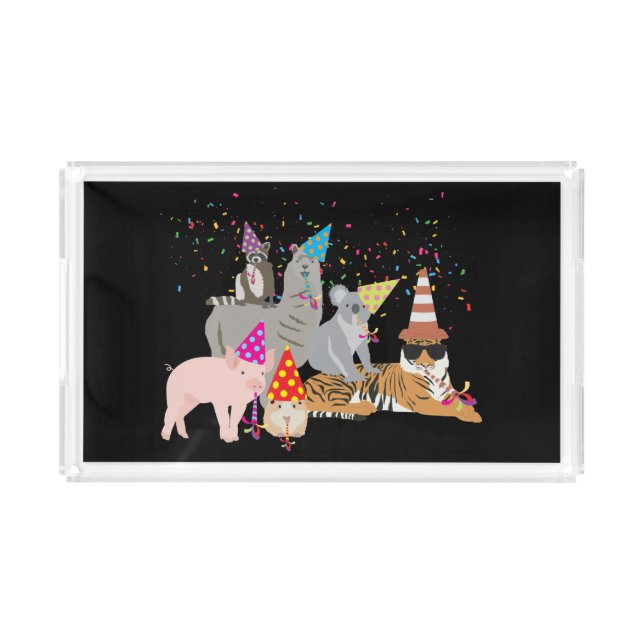 Animals Partying - Cute Animals Having a Party Acrylic Tray (Front)