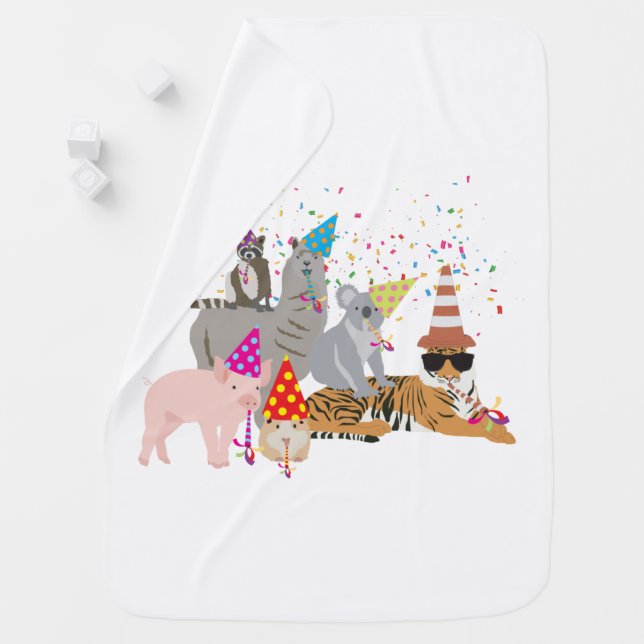 Animals Partying - Cute Animals Having a Party Baby Blanket (In Situ)