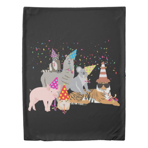 Animals Partying _ Cute Animals Having a Party Duvet Cover