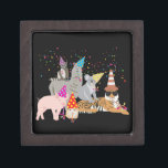 Animals Partying - Cute Animals Having a Party Gift Box<br><div class="desc">A cute illustration of animals partying and having fun! Animals wearing party hats and blowing party horns with confetti raining down on them. Funny animals include raccoon, llama, pig, koala, hamster and tiger. Let the celebrations begin! Perfect for anyone who loves funny animal illustrations. Ideal for a birthday gift, nursery...</div>