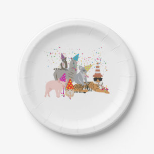 Animals Partying - Cute Animals Having a Party Paper Plates