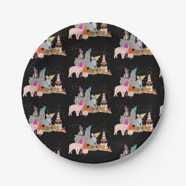 Animals Partying - Cute Animals Having a Party Paper Plates (Front)