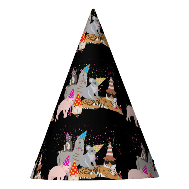 Animals Partying - Cute Animals Having a Party Party Hat (Front)