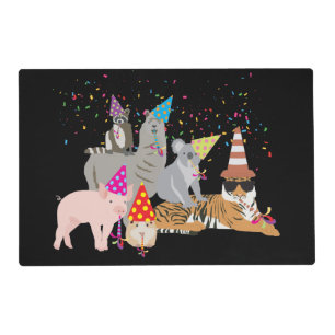 Animals Partying - Cute Animals Having a Party Placemat