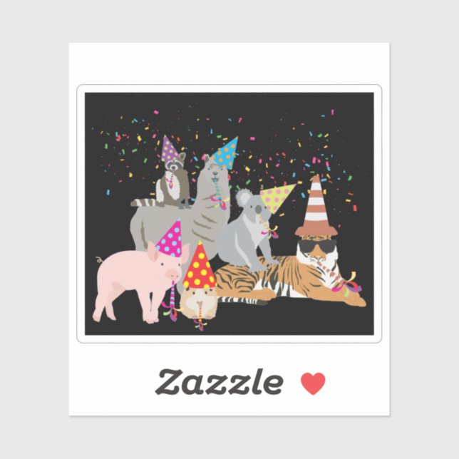 Animals Partying - Cute Animals Having a Party Sticker (Sheet)