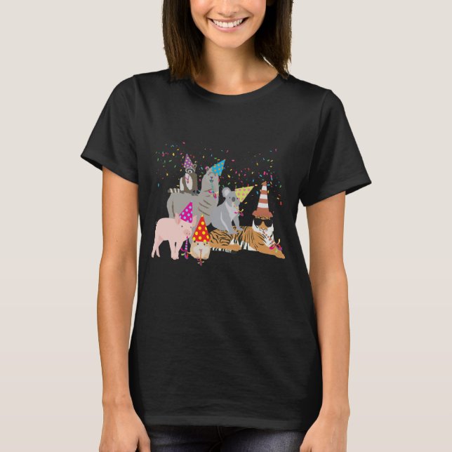 Animals Partying - Cute Animals Having a Party T-Shirt (Front)