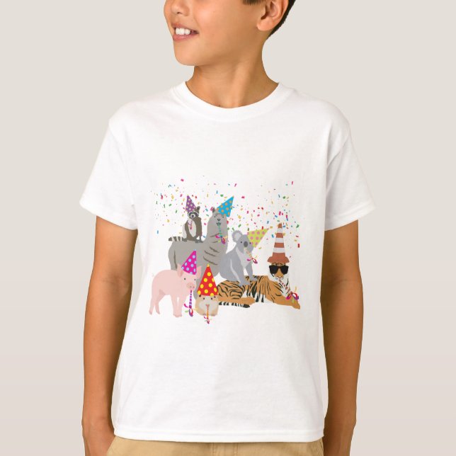 Animals Partying - Cute Animals Having a Party T-Shirt (Front)