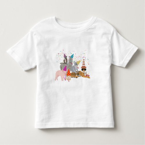 Animals Partying _ Cute Animals Having a Party Toddler T_shirt