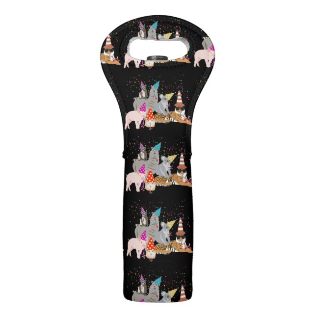 Animals Partying - Cute Animals Having a Party Wine Bag (Front)
