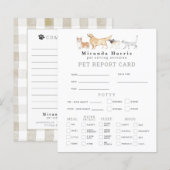 Animals Pet Sitter Dog Walker Pet Report Card (Front/Back)