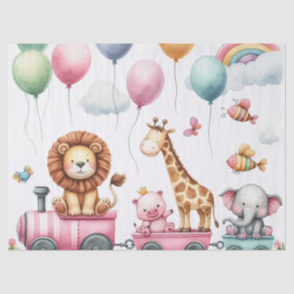 Animals pink birthday Large Gift Bag Tissue Paper