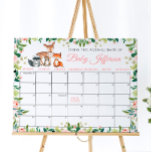 Animals & Pink Rose Guess Due Date Calendar Poster<br><div class="desc">Change days accordingly with the month you need, go to "Edit using Design Tool" link to move the due date to a different day. HOW TO PLAY: Guests sign the calendar with their predictions for the baby's birthday. The guest to guess the date of birth (or the closest one) wins...</div>