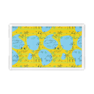 Animals playing baby pattern background acrylic tray