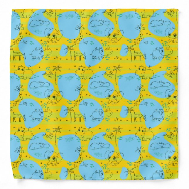 Animals playing baby pattern background bandana (Front)