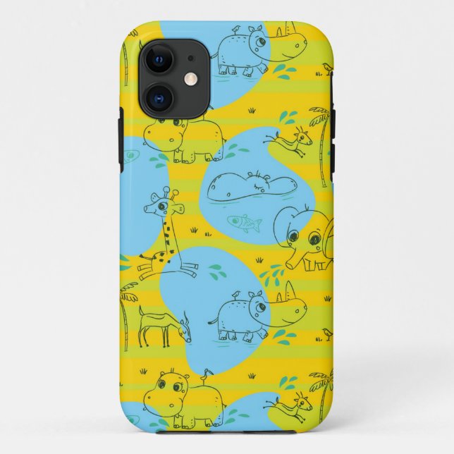 Animals playing baby pattern background Case-Mate iPhone case (Back)