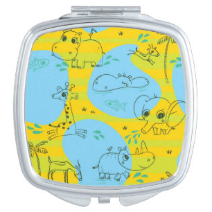 Animals playing baby pattern background compact mirror