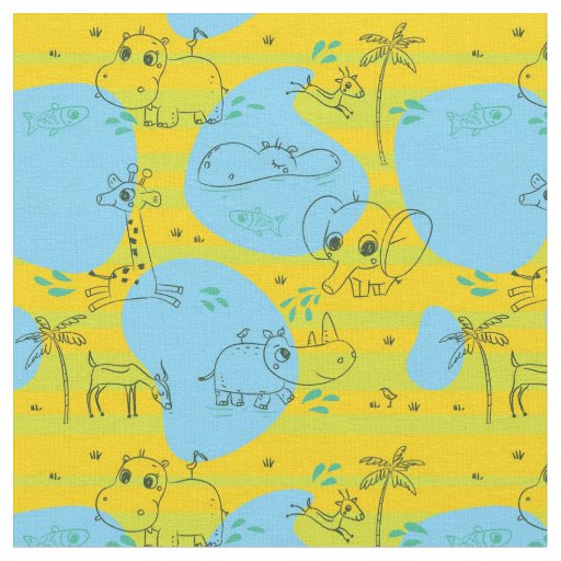 Animals playing baby pattern background fabric