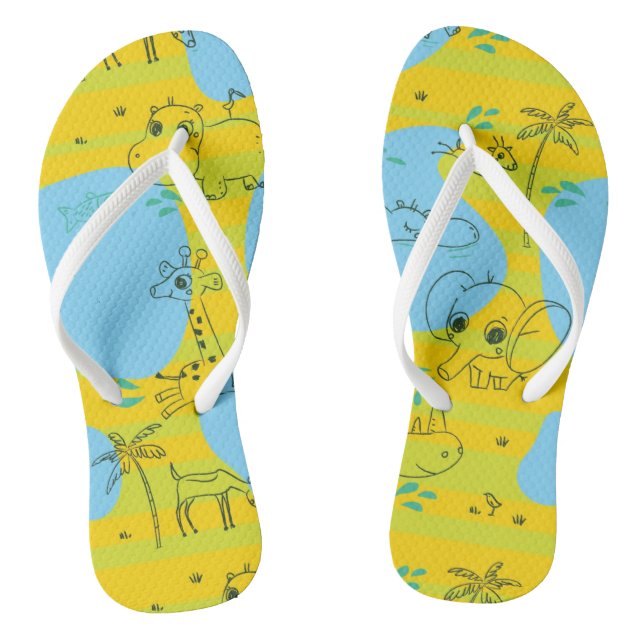 Animals playing baby pattern background flip flops (Footbed)