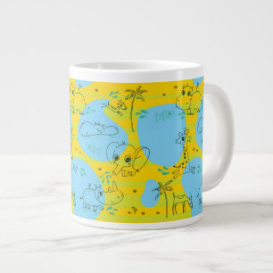 Animals playing baby pattern background giant coffee mug