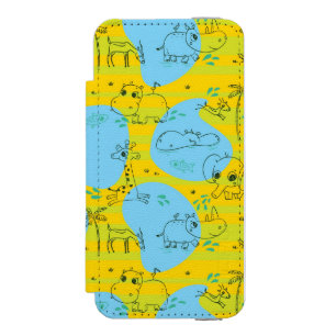Animals playing baby pattern background wallet case for iPhone SE/5/5s