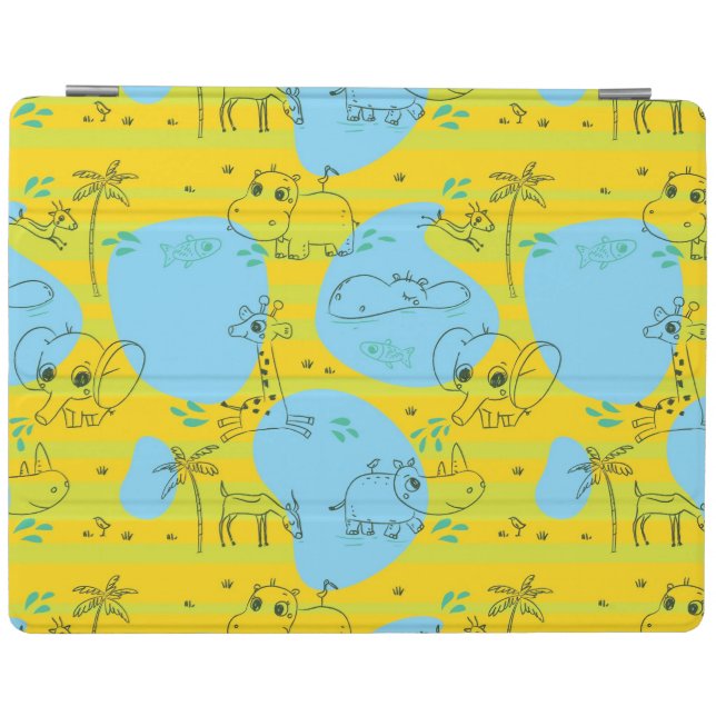 Animals playing baby pattern background iPad air cover (Horizontal)