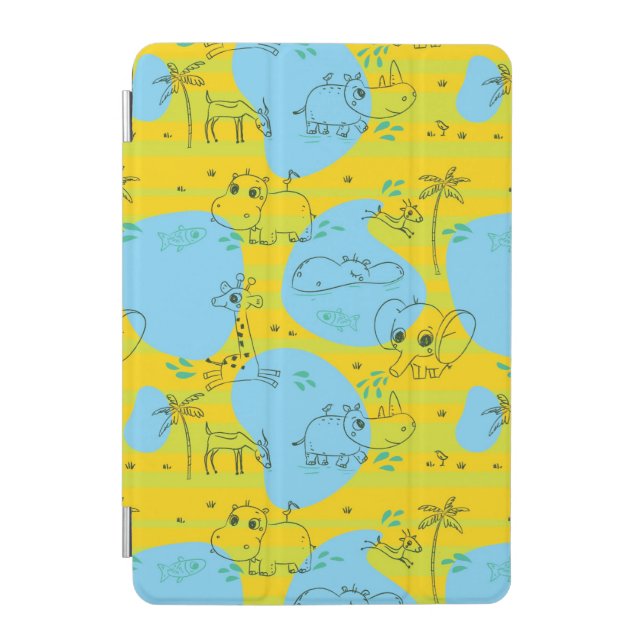 Animals playing baby pattern background iPad mini cover (Front)